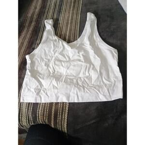 White Cotton Blend Crop Top